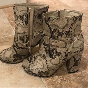 Snakeskin booties